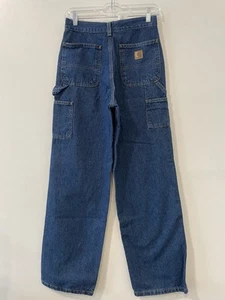 Carhartt Carpenter Style Dungaree Fit Denim Jeans Size 16 Slim Blue Baggy Y2K - Picture 1 of 4
