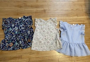 SHEIN Girl 8Y Short Sleeve Blouse Floral Stripes Lot Of 3 Key Hole Closure - Picture 1 of 11