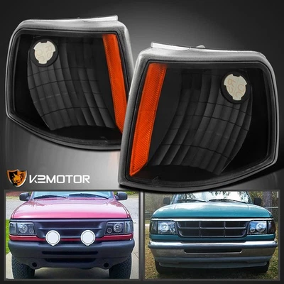 Fits 1993-1997 Ford Ranger Black Corner Lights Bumper Signal Parking Lamps 93-97 - Image 1 of 4