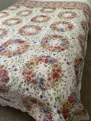 Crown Crafts Floral Duvet Comforter cover Full Queen Reversible shabby cottage - Image 1 of 4