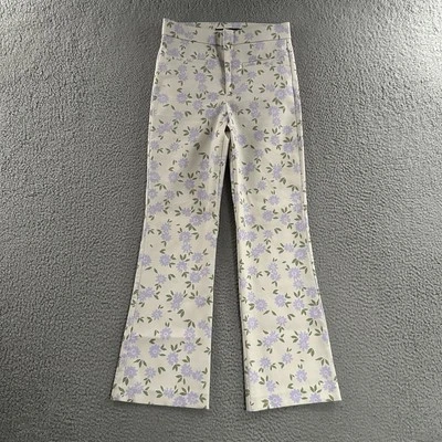 Zara Womens Pants Multicolor Size XS Mid Rise Bootcut Floral Cotton Blend - Imagem 1 de 4