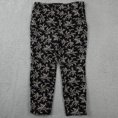 Talbots Pants Womens 10P Black White Leaf Print Chatham Ankle Side Zip Career - Image 1 of 4