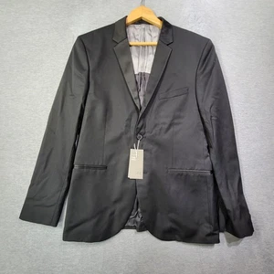 Blazer H&M Para Hombres 42R Negro Calce Ajustado Lana Marzotto Hecho en Italia Abrigo Deportivo Traje - Imagen 1 de 13