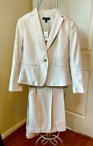 Ann Taylor Pantsuit Tan Herringbone Curvy Fit slacks NWT Sz 0 - Picture 1 of 6