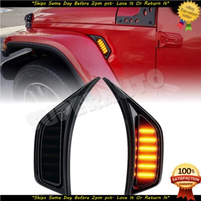 Luces laterales LED marcadoras de guardabarros Len ahumadas 2 piezas para Jeep Wrangler JL JLU 2018-21  Foto 1 de 4