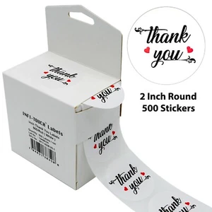 500 Stück Dankeschön 2" runde WEISSE Aufkleber mit Spenderbox, von Infi-Touch - Bild 1 von 12