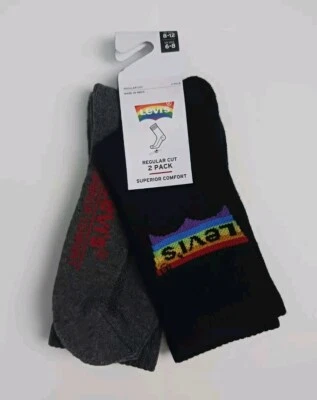 CON ETIQUETAS x2 Calcetines Levi's Corte Regular Superior Comfort Edición Orgullo Talla 8-12 Foto 1 de 4