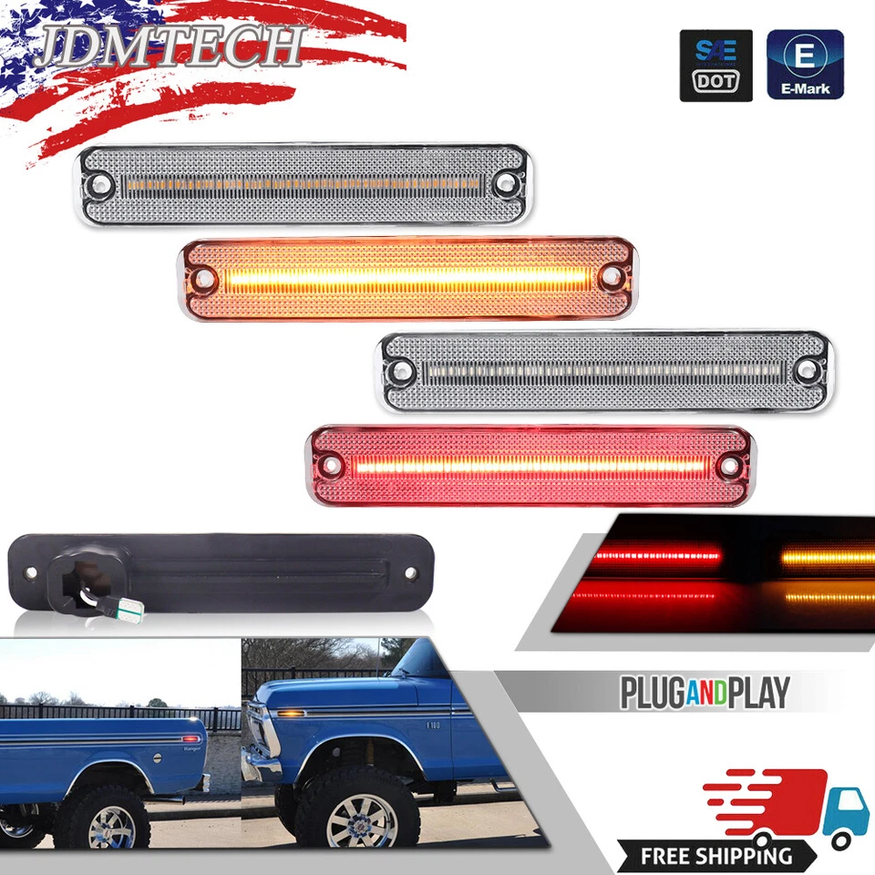 Luces de señalización laterales LED transparentes de 4 piezas para camioneta Ford F150 Bronco serie F 1973-1979 Foto 1 de 4