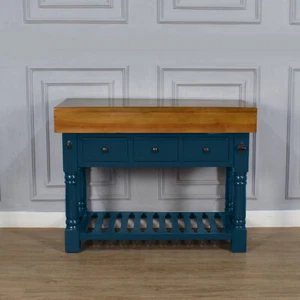 Kitchen Island, Butchers Block , Three Drawers , Handmade , Haigh Blue Colour - Picture 1 of 10