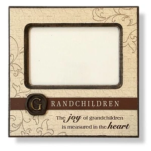 Grandchildren Heart Photo Frame 8x8 Vintage 3D Embellished Distressed Grandchild - Picture 1 of 4