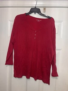 CROFT & BARROW Maglione donna (taglia XL) rosso pullover scollo a V (50)Q4 - Foto 1 di 2