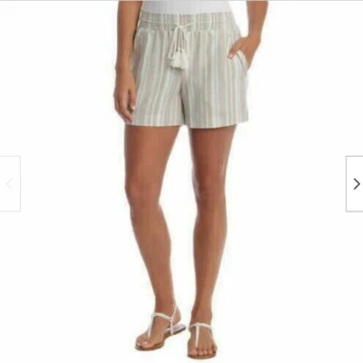 BRIGGS WOMEN'S LINEN BLEND PULL ON SHORTS (BEIGE,XS)NWOT - Image 1 of 3