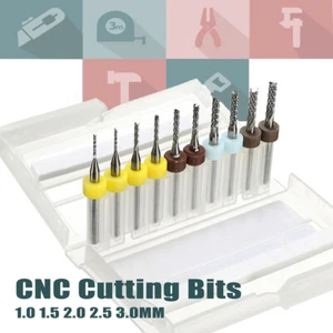10Pcs Mini PCB Carbide Engraving Drill Bits CNC Rotary Tools End Mill Router Set - Picture 1 of 7