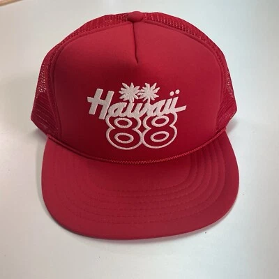 Sombrero de Camionero Hawaii 88 De Colección Cordón Rojo Años 80 Malla Snapback Gorra Hawaiana Prendas para la cabeza Foto 1 de 4