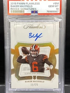 Baker Mayfield 2018 Panini impecable oro novato radiocontrol en tarjeta automática 25/11 PSA 10 - Imagen 1 de 2