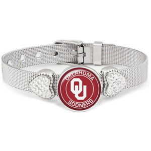 University of Oklahoma Sooners Womens Adjust. Silver Bracelet Jewelry Gift D26