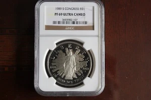 1989 S CONGRESS $1 PF 69 ULTRA CAMEO - Picture 1 of 2