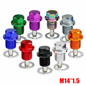 1x Anodized Engine Magnetic Oil Pan Drain Plug Bolt Kit Washer M14*1.5MM Screw