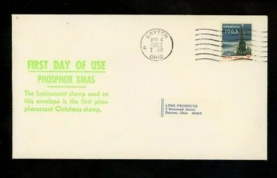 US FDC #1240a Lumi NIM 1963 Dayton OH Christmas Tree LUMINESCENT TAGGED - Image 1 of 2
