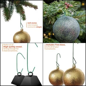 200Pcs Metal Hangers Green Christmas Ornament Hooks Tree Decoration - Picture 1 of 12