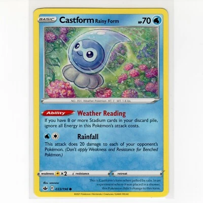 Pokémon TCG Castform Rainy Form 033/198 SWSH Chilling Reign Regular Card EN-NM - Image 1 of 3
