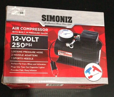 Compresor de aire Simoniz 250 PSI 12V con compresor manómetro incorporado solamente (A9 Foto 1 de 4