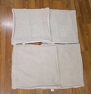 Pottery Barn Waffle Sherpa Back Throw Pillow Cover ivory 20” square *Lot Of 4* - Image 1 of 4
