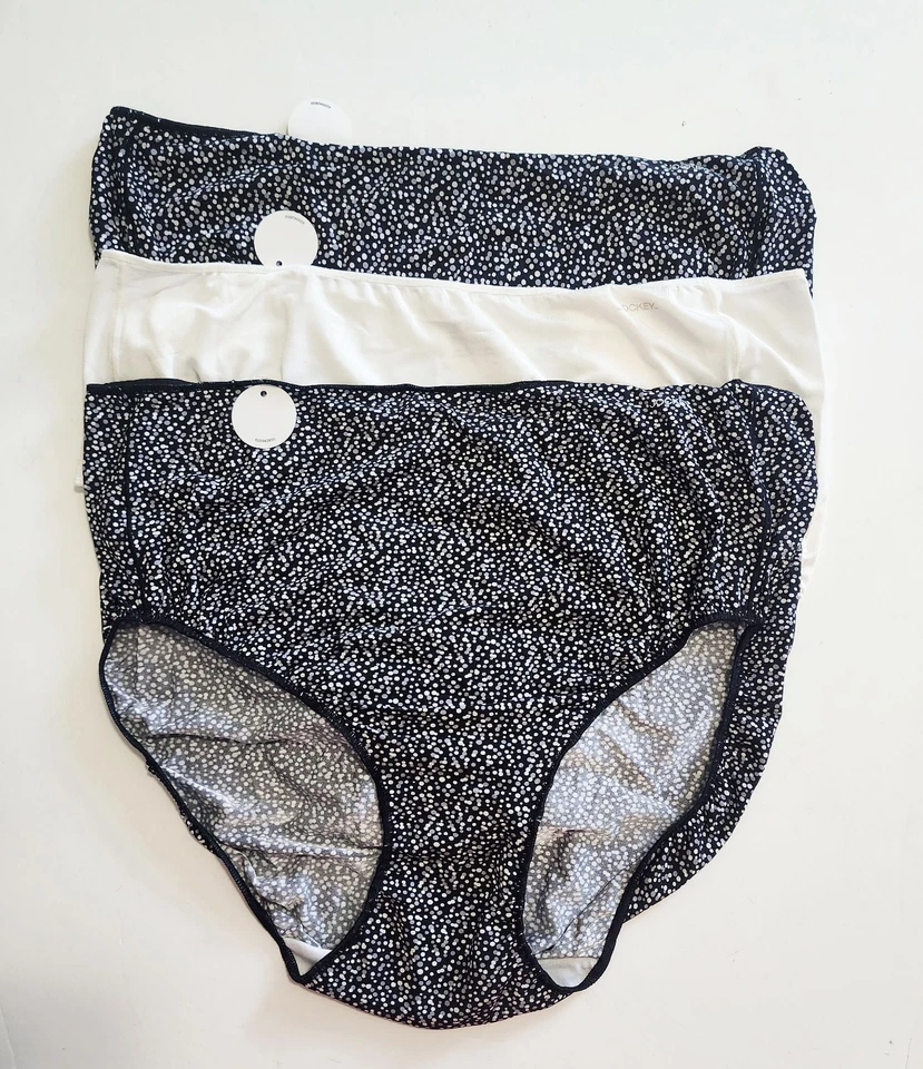 3 Jockey No Panty Line Promise Calzoncillos de Cadera Panty Punto Negro y Marfil 1372 Talla 8 - Nuevos con Etiquetas Foto 1 de 1