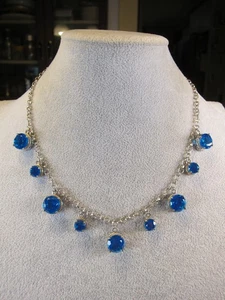 WOW! Collar de plata de ley 925 de 18" con 9 ENORMES piedras preciosas azules profundas espinela? - Imagen 1 de 9