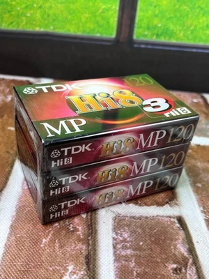 Fita de Vídeo Filmadora 3 TDK Hi8 MP 120 8mm Nova Selada Hi8MP Fabricada no Japão - Imagem 1 de 4