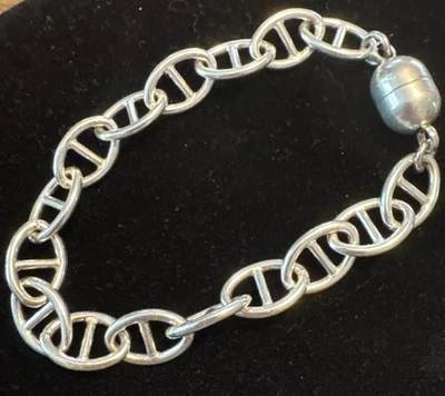 "Brazalete de eslabones marineros de plata de ley 925 Milor Italia 8"" con cierre magnético 28,2 g" Foto 1 de 4