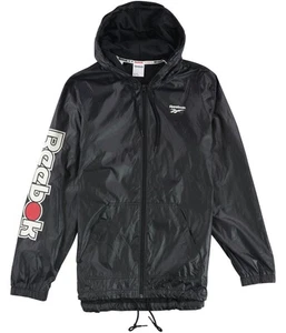 Reebok Mens Classic Red Button Windbreaker Jacket, Black, Medium - Picture 1 of 2