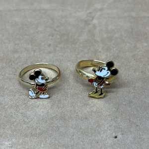 Vintage WALT DISNEY Mickey & Minnie Mouse Ring enamel, 1 adjustable, 1980s - Picture 1 of 5