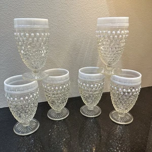 6 copas de agua opalescentes transparentes de piedra lunar ancla Hobnail de colección de 10 oz - Imagen 1 de 21