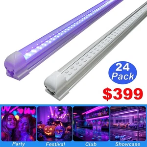 48" 4 Ft UV Black Light Bar Strip Fixtures US Plug DJ Party Club Bar Decoration - Picture 1 of 15