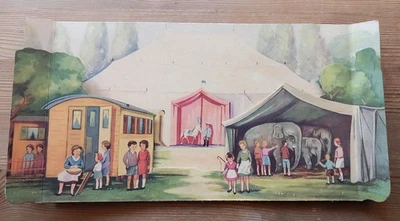 RARITÄT: ZIRKUS-HINTERGRUND aus Pappe von ELASTOLIN / HAUSSER - Bild 1 von 2