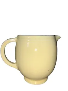 1930s HALL Pottery 5-Band Footed Batter Milk Pitcher Jug 5” Canary Yellow READ - Picture 1 of 6
