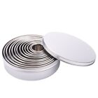 1X(Cookie Biscuit Cutter Set, Round Stainless Steel Pastry Rings 12 Pieces5608