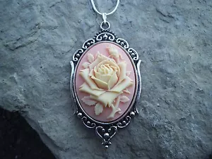 ¡IMPRESIONANTE COLLAR CAMEO ROSA CREMOSA SOBRE ROSA CORAL!!! ¡CALIDAD!!! ÚNICO - Imagen 1 de 3