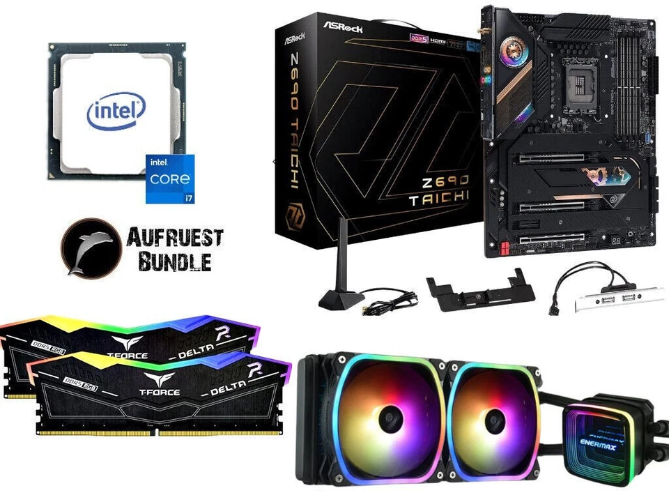 Gamer Aufrüstkit Core i7 13700KF - RGB WaKü - ASRock Z690 TAICHI - 32GB RGB DDR5 - Bild 1 von 1