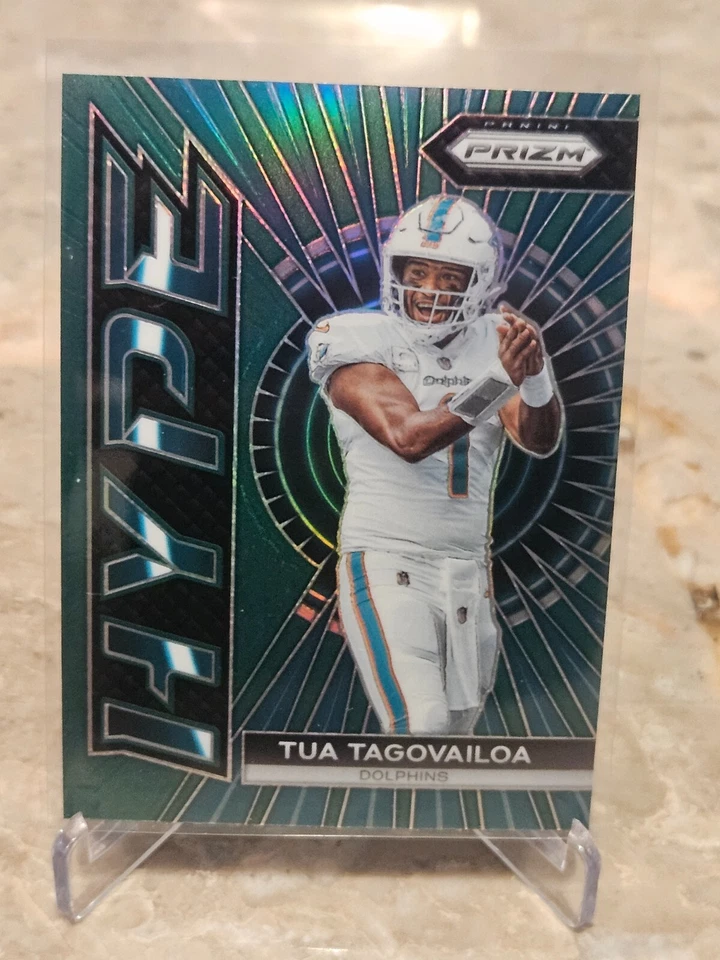 #1 Tua Tagovailoa - Miami Dolphins 2023 Panini Prizm GREEN Prizm HYPE Insert - Image 1 of 1