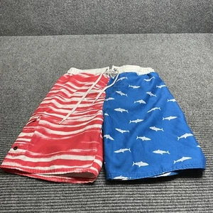 True Craft Boys Large Red White Blue Shark Graphic Swim Shorts Trunks - Picture 1 of 4