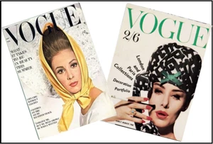 2 Revistas Miniatura 'VOGUE' Era 1960 Muñeca Barbie 1/6 TAMAÑO Escala APERTURA - Imagen 1 de 1