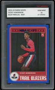 Scoot Henderson 2023-24 Panini NBA Hoops Blue Parallel 1st Graded 10 Rookie Card - Bild 1 von 1