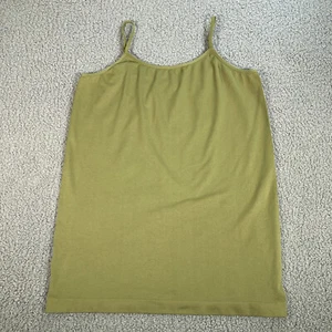 One World Camisole Top Womens L/XL Olive Green Sleeveless Stretch Straps - Picture 1 of 11
