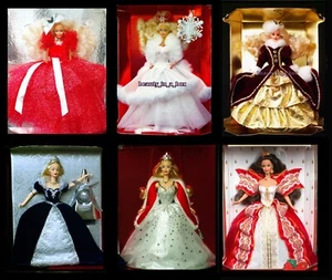 Lote de 6 muñecas Barbie Happy Holidays 1988 1989 1996 1997 1999 2001 con respaldo sin caja - Imagen 1 de 4