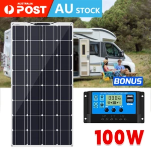 100W 12V/24V Watt Solar Panel Trickle Charger Battery Controller for Car RV Boat - Picture 1 of 10