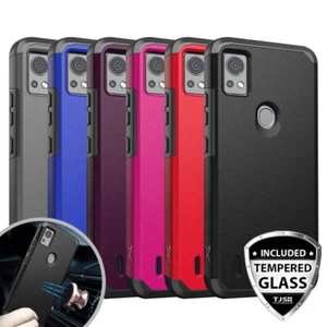 Funda rígida híbrida para teléfono Cricket Icon 5/AT&T Motivate 4 + vidrio templado - Imagen 1 de 77
