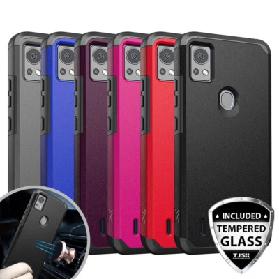 For Cricket Icon 5/AT&T Motivate 4 Phone Case Hard Hybrid Cover +Tempered Glass - Image 1 of 4