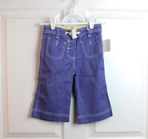 Girls NWT Mini Boden Cornflower Blue Twill Cropped Pant White Topstitch Pocket 4 - Picture 1 of 5